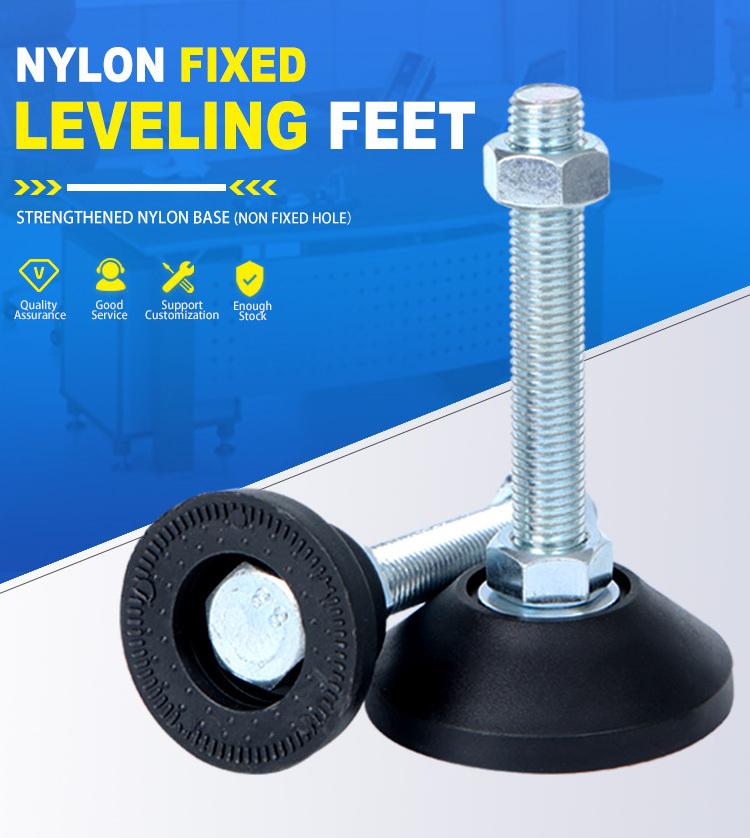 D50 M12 L50 Zinc-Plated Nylon Fixed Machine Foot Plastic Adjustable Furniture Feet Leveling Foot