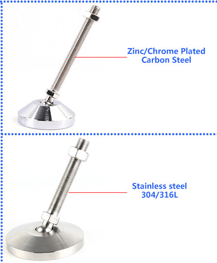 Swivel stud leveler foot 304 stainless steel adjustable feet heavy duty leveling feet m12 with base 40mm 50mm 60mm 80mm