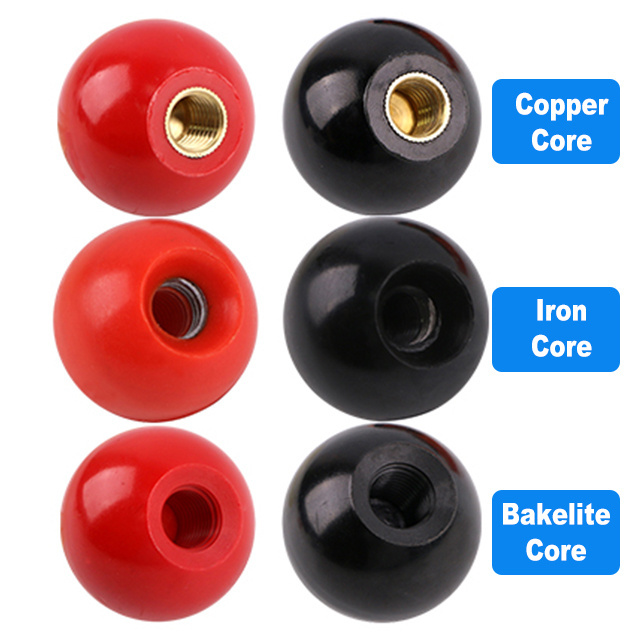 Factory price yellow Red Black round Ball Knobs Revolving Handle Bakelite ball knob m8 m10 for Printing Industry