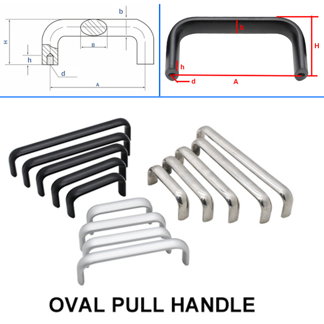 Sliding Door Drawer U Shape Handle for Equipment Cabinet Pull Aluminum Alloy Industrial Oval Metal 75mm*m5 Carton Box Free M5