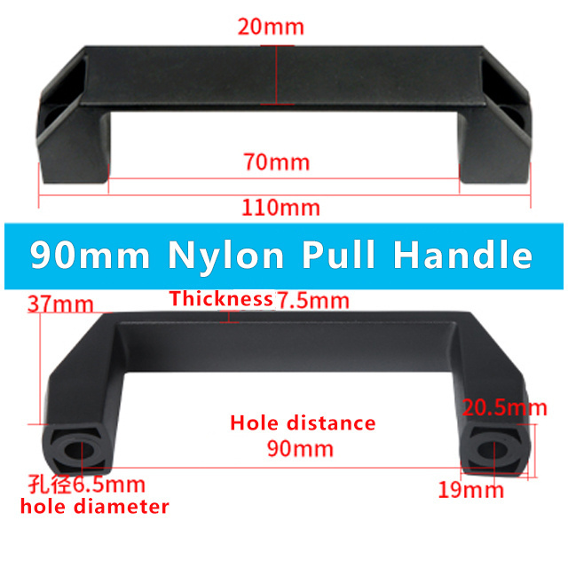 90mm Window Cabinet Handle Plastic Nylon Pull Handle for Aluminum Black Modern Kitchen Cabinet Accessories Hardware High-quality