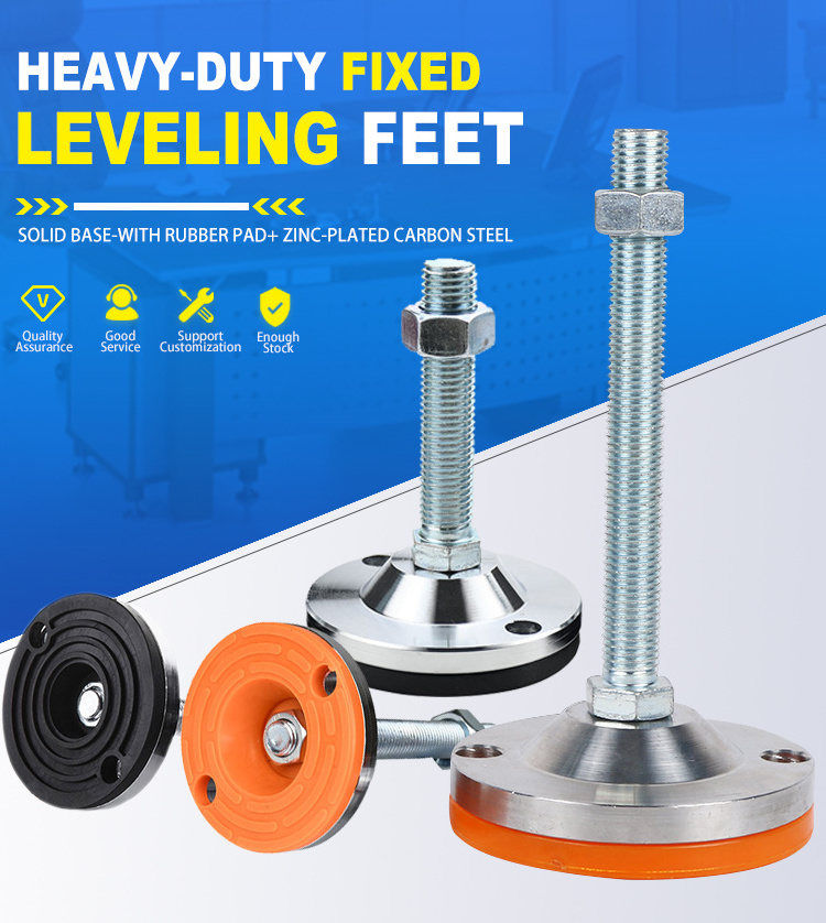 Container Heavy Duty Leveling Foot M30 steel Machine Adjustable Leg Leveling Screw Feet Mount with 120mm Base and rubber pad