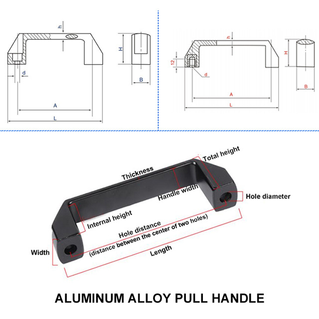 Low MOQ orange black Aluminum alloy Square Pull Handles pull bridge handle Pull Handles for distribution boxes