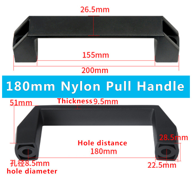 Black Plastic Pull Handles ABS Furniture Door Plastic Hot Sale Modern Nylon 180mm Kitchen Handle Furniture Handle & Knob 100pcs