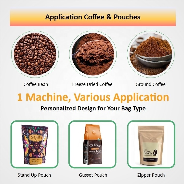 CE Approved Linear Automatic Ground Coffee Powder Coffee Beans Gusset Bag Pouch Packing Machine