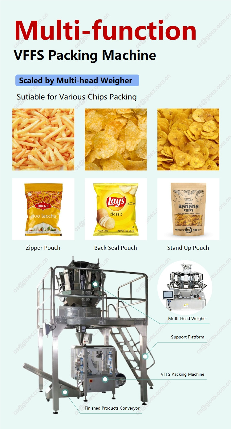 High-Speed, Affordable Vertical Granule Food Packaging Machine for Banana Chips, Biscuits