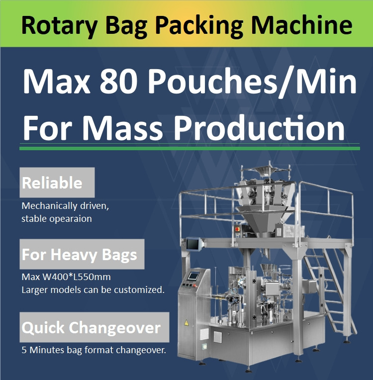 Gloex High Speed Rotary Type Automatic Premade Stand up Zipper Pouch Bag Filling Packaging Machine