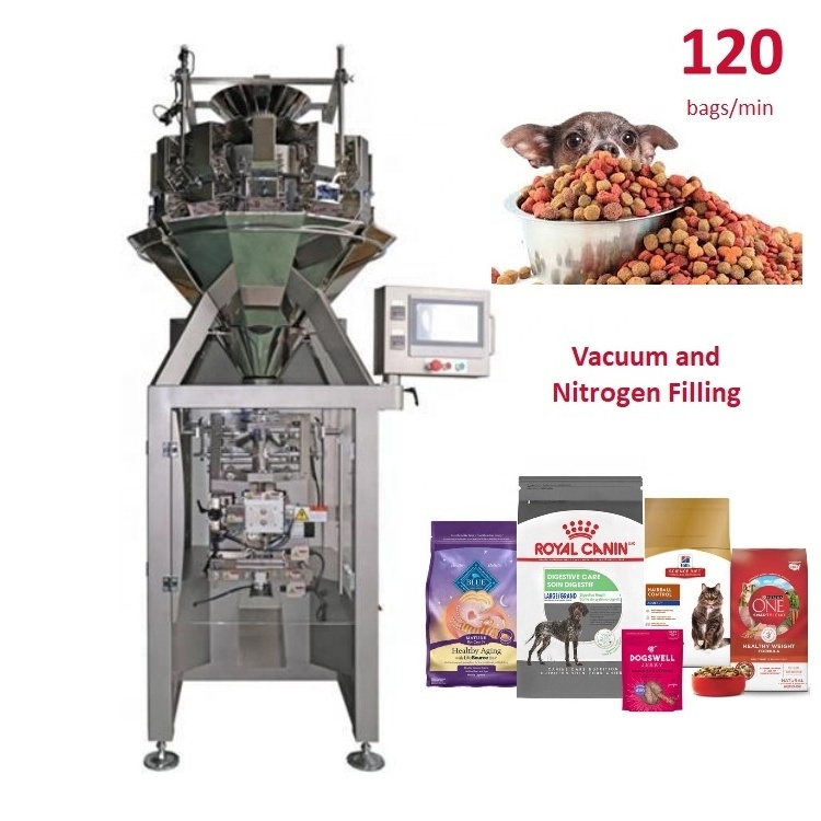 Low Cost High Speed Automatic Vacuum Nitrogen Flushing Vertical Packaging Machine for Pet Food