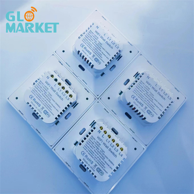 Glomarket EU 1/2/3/4 Gang Tuya Smart Switch Light Alexa Voice Control Touch Glass Wall Wireless WiFi Electrical Switch