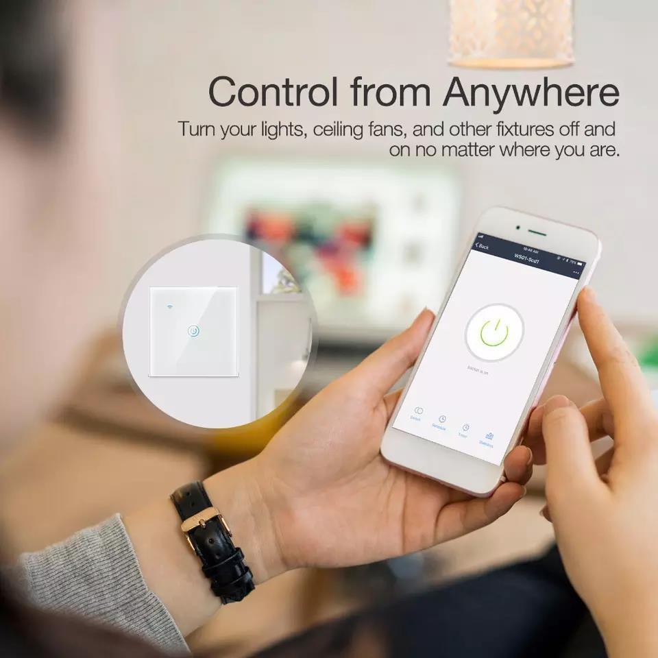 Glomarket EU 1/2/3/4 Gang Tuya Smart Switch Light Alexa Voice Control Touch Glass Wall Wireless WiFi Electrical Switch