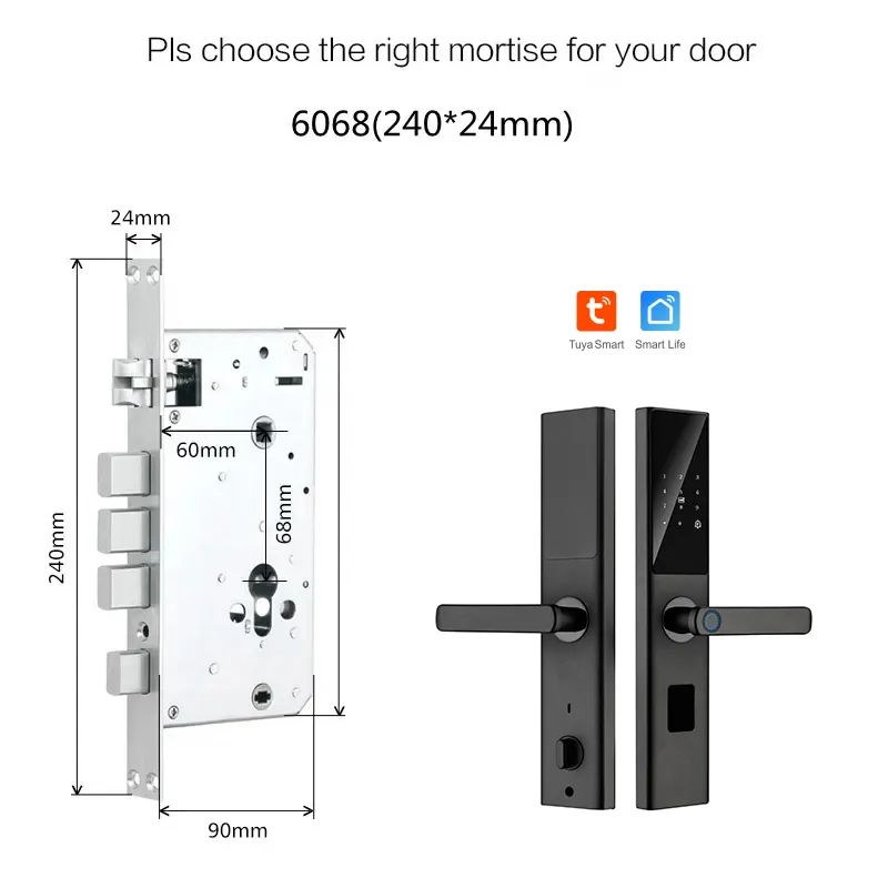 Glomarket Tuya Smart WiFi Digital Door Lock Code RFID IC Card Smartphone App Unlock Biometric Fingerprint Smart Lock