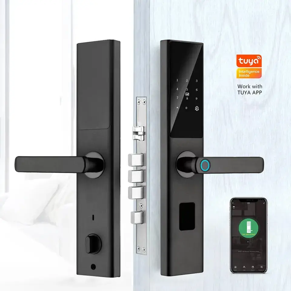 Glomarket Tuya Smart WiFi Digital Door Lock Code RFID IC Card Smartphone App Unlock Biometric Fingerprint Smart Lock