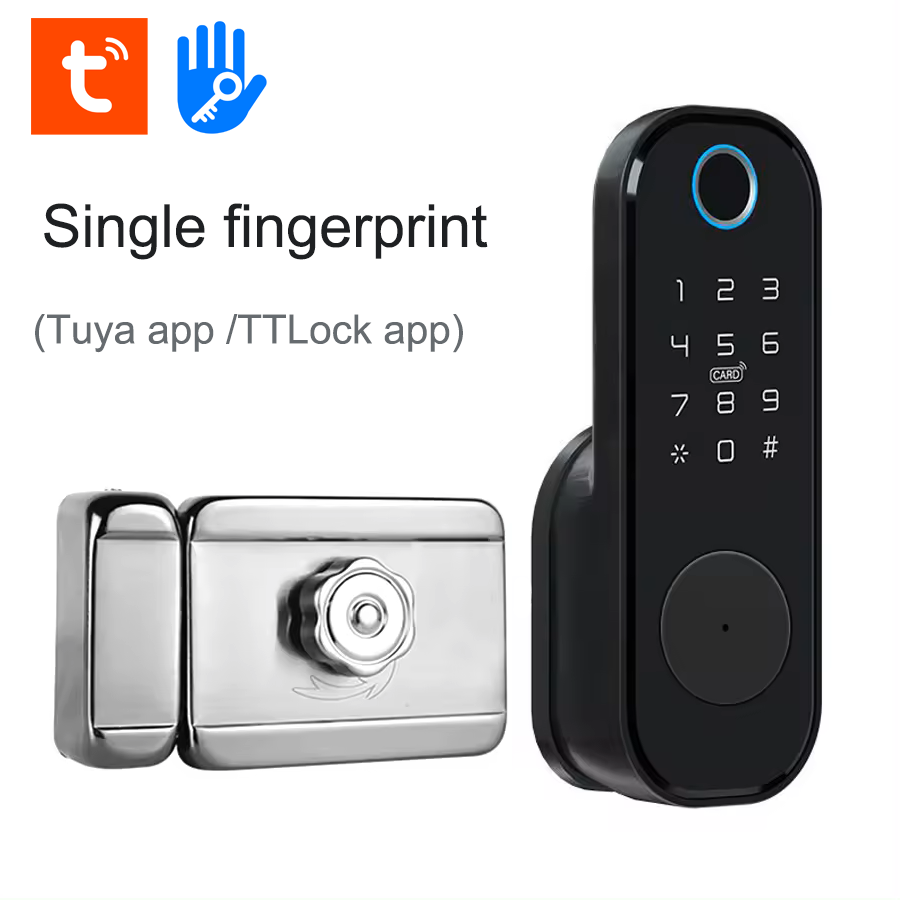 Glomarket Wifi Tuya Fingerprint Smart Double Fingerprint Lock Digital Password Card Key Electronic Gate Lock