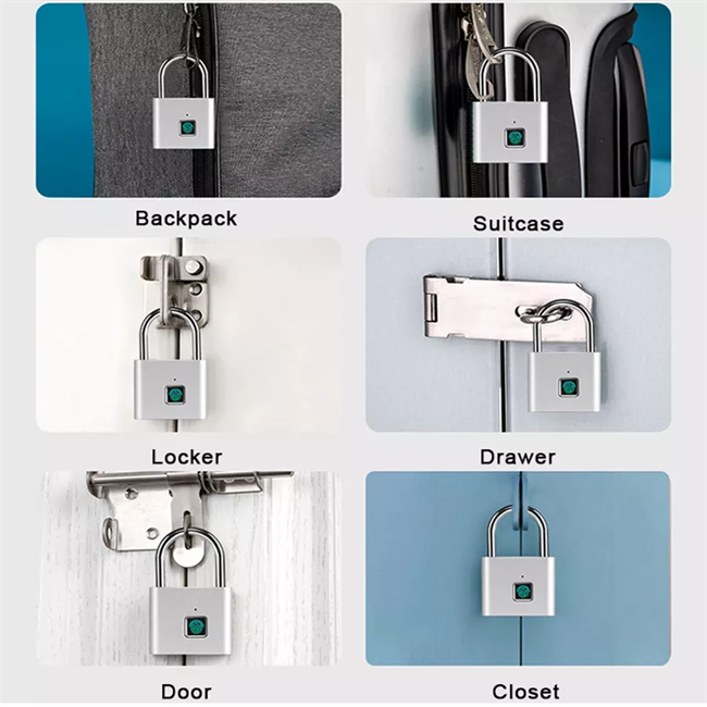 Glomarket Travel Smart Fingerprint Padlock Tuya App Control Keyless Alloy Long Battery Life Smart Padlock