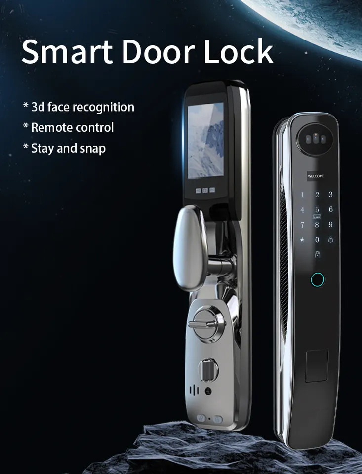 Glomarket Tuya 3D Face Recognition Smart Wifi Door Lock Smart Cat's Eye Ultra Wide Angle Camera Zigbee  Door Lock