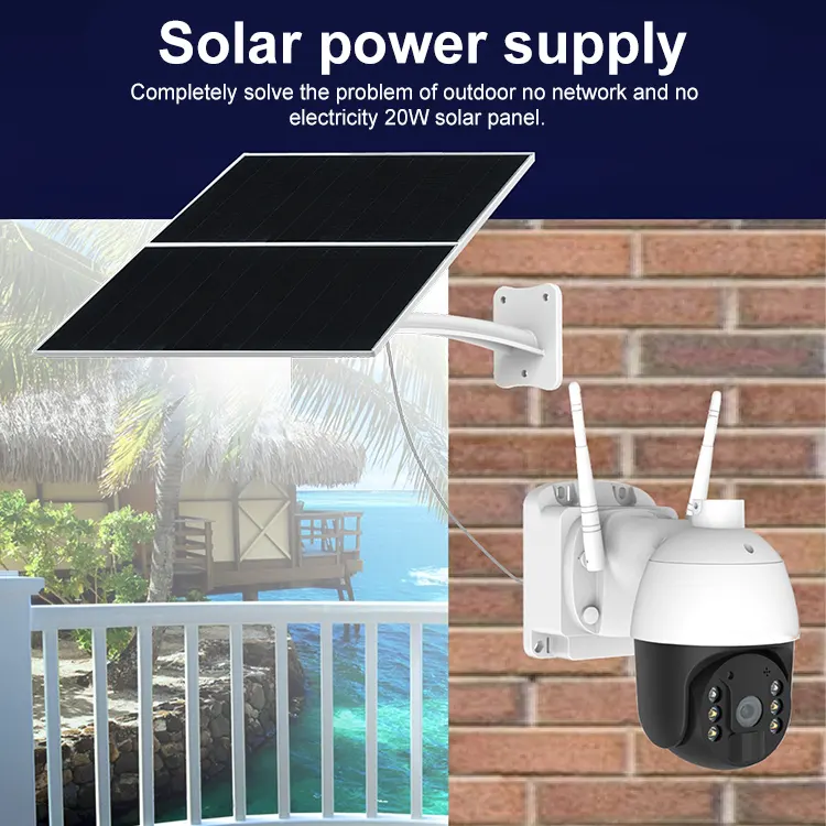 20W Solar Panel Powered Full 1080P Smart WiFi Outdoor Solar Security CCTV Camera With 30000mAH Battery 7*24h video recording