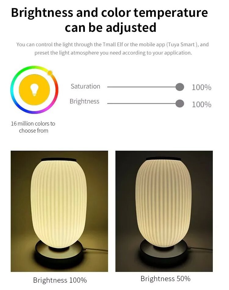 Glomarket Modern Dimmable Led Table Lamp Tuya APP And Voice Control Rechargeable Degradable PLA Smart Home Lights Bulbs