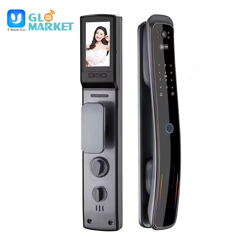 Glomarket Fully Automatic Tuya Wifi Smart Door Lock Mobile Phone Control Fingerfrint Digital Password Smart Lock With Camera