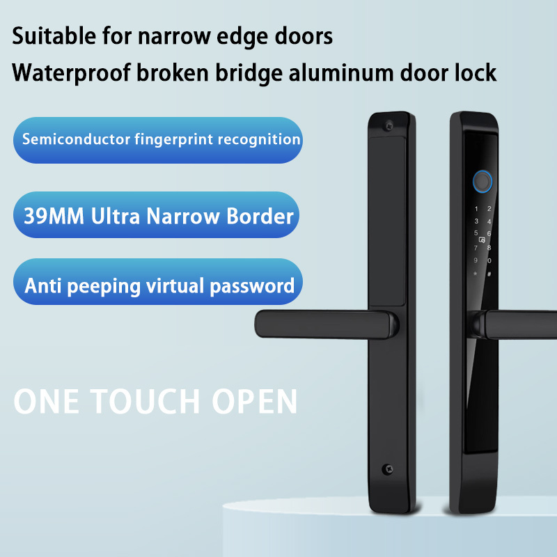 Glomarket Outdoor Aluminum Sliding Door Lock Digital Tuya Smart Lock Electronic Ttlock Fingerprint Handle Cerradura Inteligente