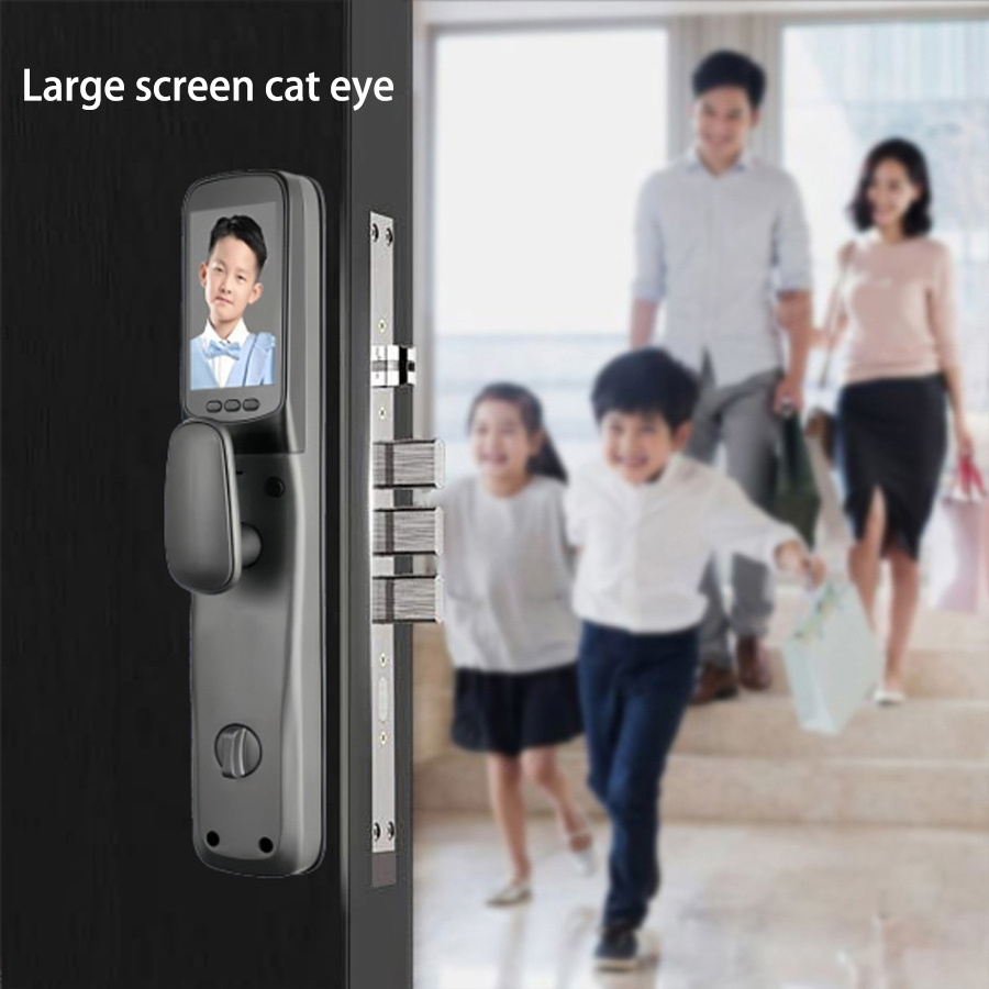 Glomarket Wifi Digital Biometric Fingerprint Security Face Recognition Fully Automatic Smart Lock With Camera For Front Door