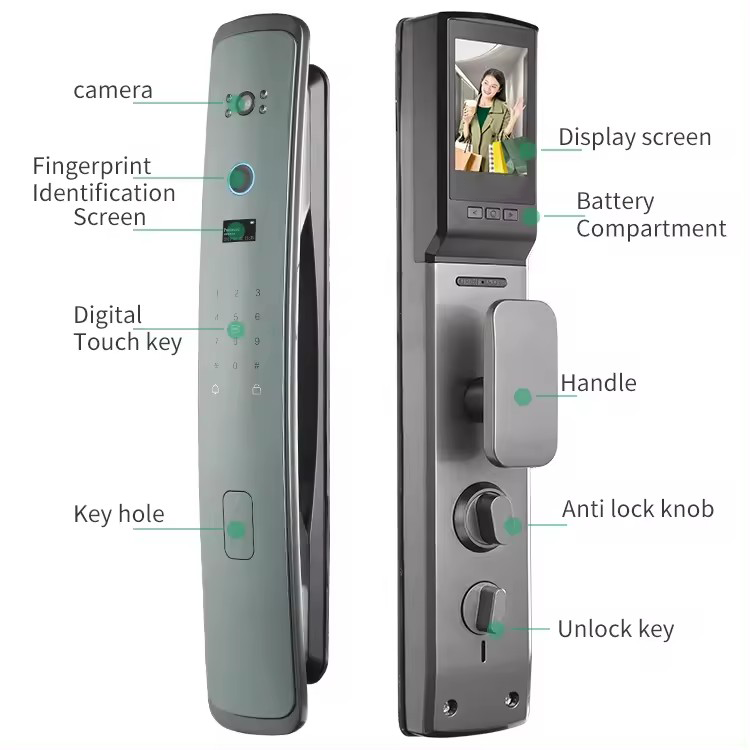 Glomarket Tuya Smart Fully Automatic Smart Lock Fingerprint 3d Face Unlock WIFI Intelligent Smart Door Lock With 6068 Mortize