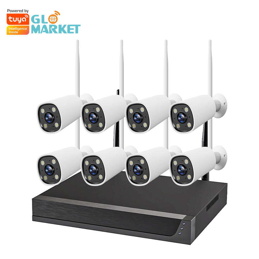 Glomarket Outdoor Wifi 3MP 8 Channel Security Ip Cameras  Cctv Camera System Home Nvr Kit Surveillance Waterproof Network Camera