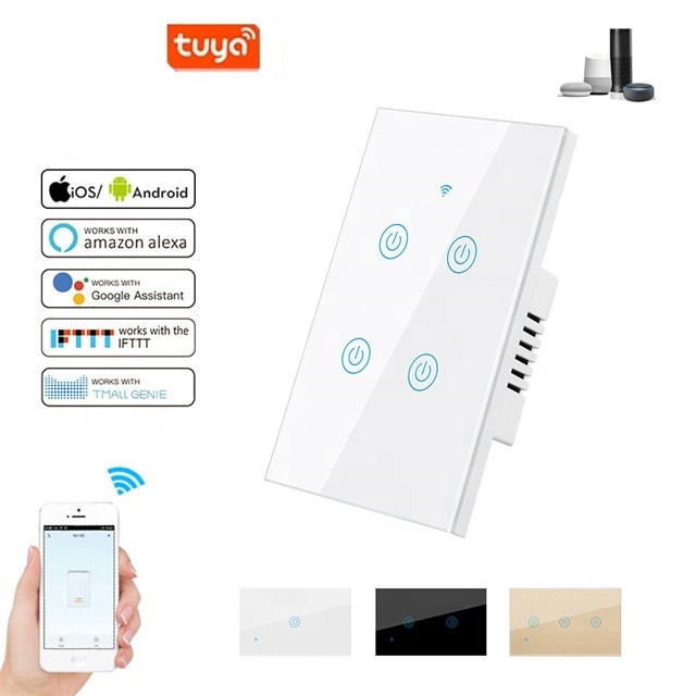 Glomarket Tuya Zigbee Smart Wall Switch US Standard Glass Panel Wireless Control  Smart Switch Electric Light