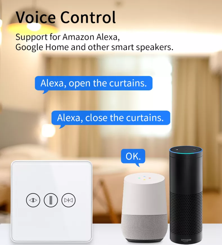 Smart Curtain Switch WiFi/Zigbee Voice Control Google Assistant Smart EU Standard Touch Screen Switch APP Garage Door Switch