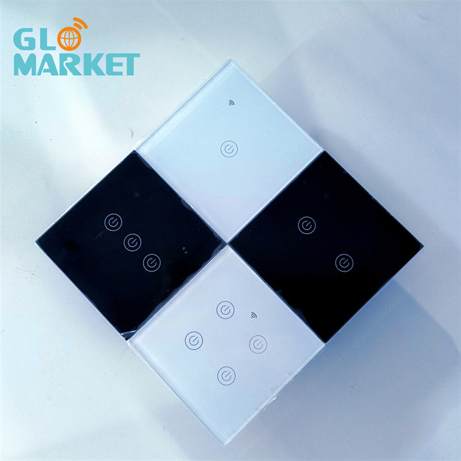 Glomarket Tuya Smart Switch APP Control Glass Panel Touch Wall Smart Switch 1/2/3/4 Gang Eu Standard Smart Switch