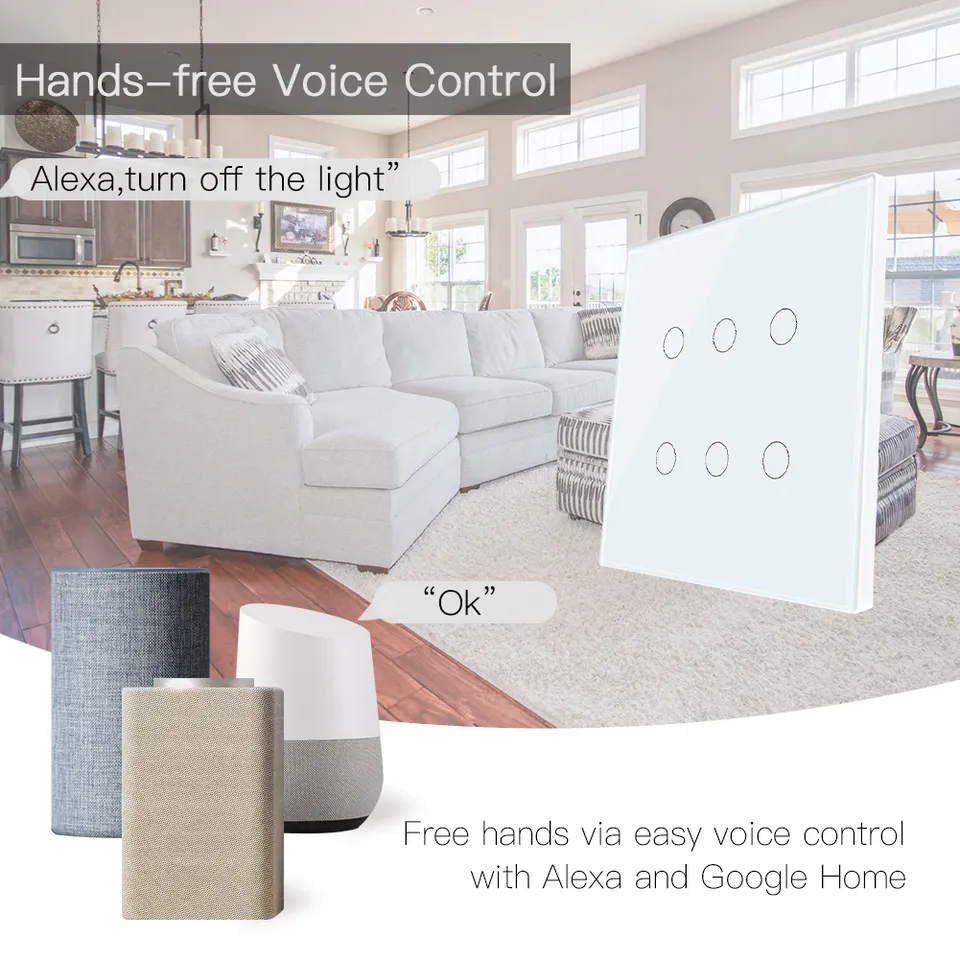 Glomarket Smart Wifi Brazil 118*124 Switch Work with Google Alexa Assistant Tuya Smart Light Switch for Home