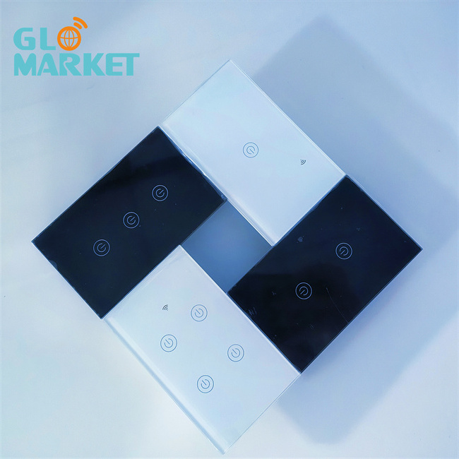 Glomarket New Design Products Tuya Smart Wifi Wall Switch Us Standard Glass Touch Panel Light Switch Support App Remote Control