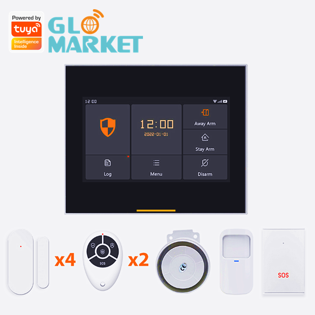 Glomarket Smart Home Tuya 4g/GSM/Wifi Security Alarm DIY System Wireless App Control Anti Theft Security Alarm System