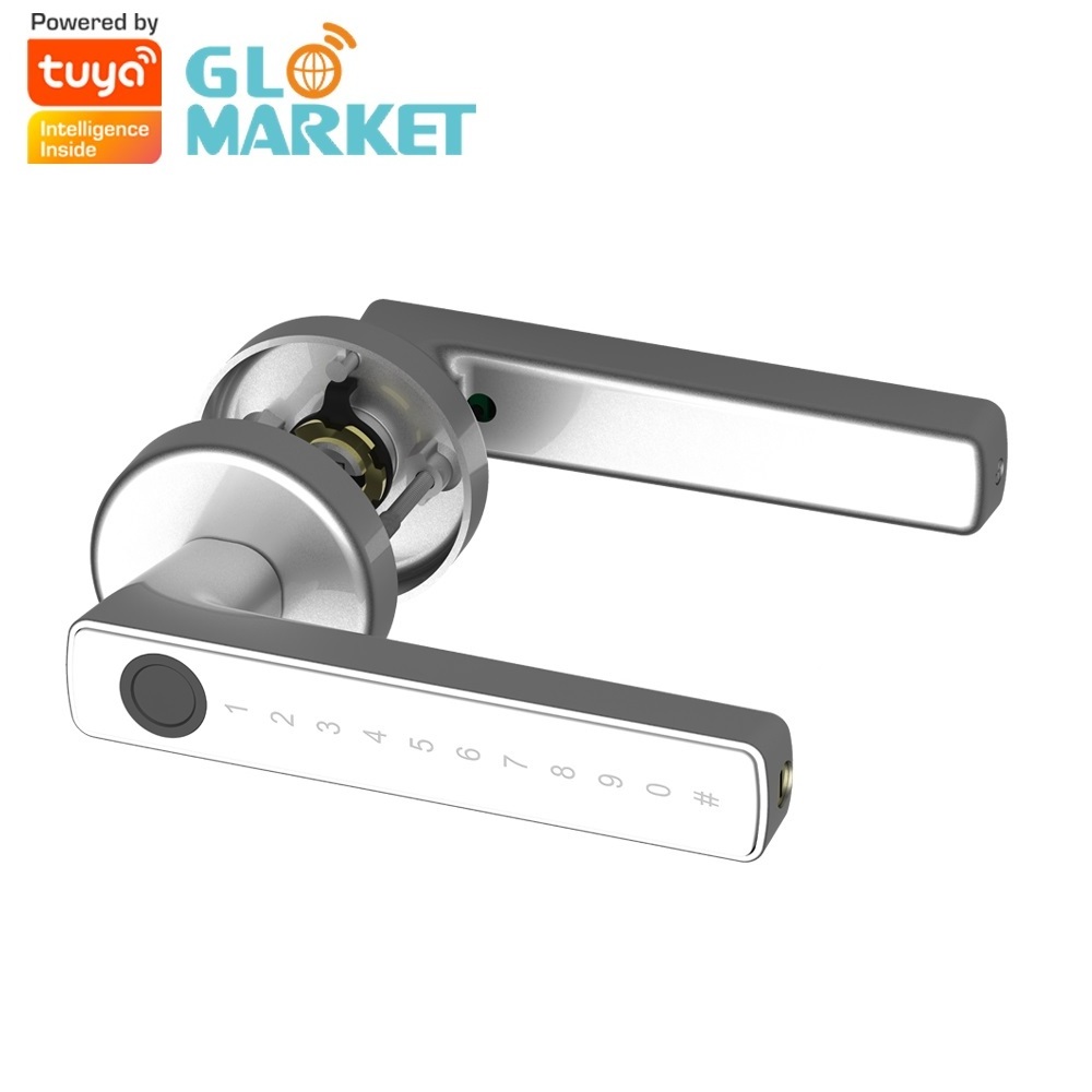 Glomarket New Design Tuya Ble Remote Control Smart Door Electronic Lock Fingerprint Door Handle Digital Keyless Lock Password