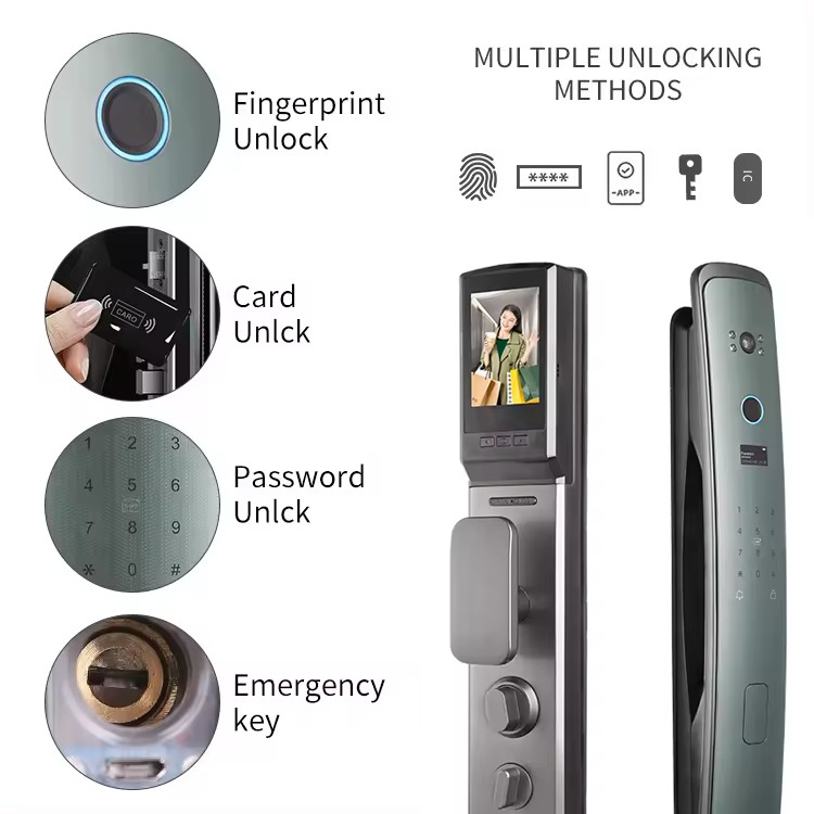 Glomarket Tuya Smart Fully Automatic Smart Lock Fingerprint 3d Face Unlock WIFI Intelligent Smart Door Lock With 6068 Mortize