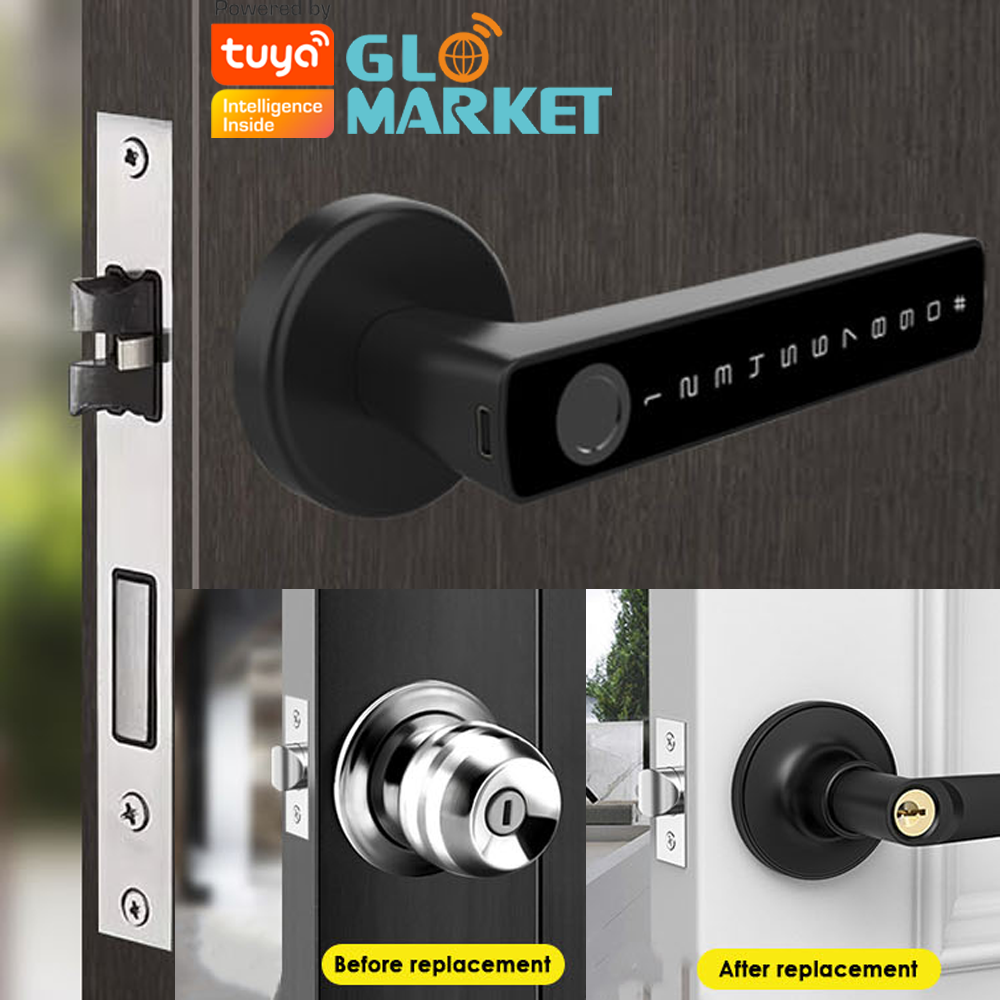 Glomarket New Design Tuya Ble Remote Control Smart Door Electronic Lock Fingerprint Door Handle Digital Keyless Lock Password