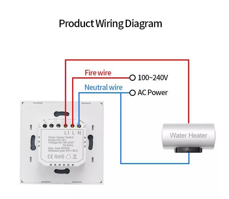 Glomarket Tuya Smart Switch Water Heater Glass Panel Wall Touch Time Scheduled Boiler Water Heater Switch