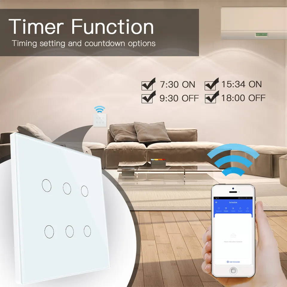 Glomarket Smart Wifi Brazil 118*124 Switch Work with Google Alexa Assistant Tuya Smart Light Switch for Home