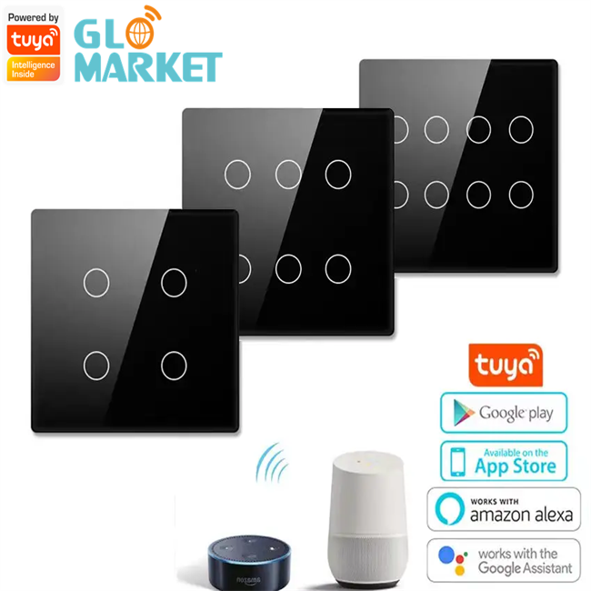 Glomarket Smart Wifi Brazil 118*124 Switch Work with Google Alexa Assistant Tuya Smart Light Switch for Home