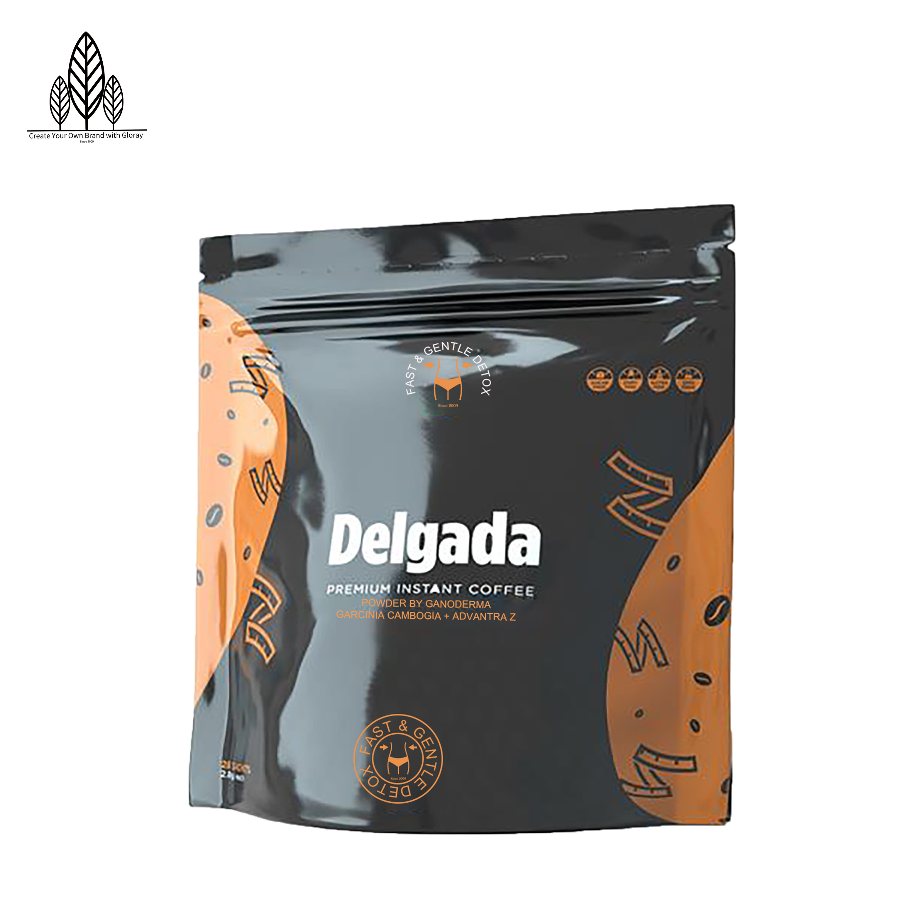 OEM Delgada Coffee Premium Arabica Instant coffee with Ganoderma Lose Weight Body Detox Custom Available Energy Boost Coffee Pow