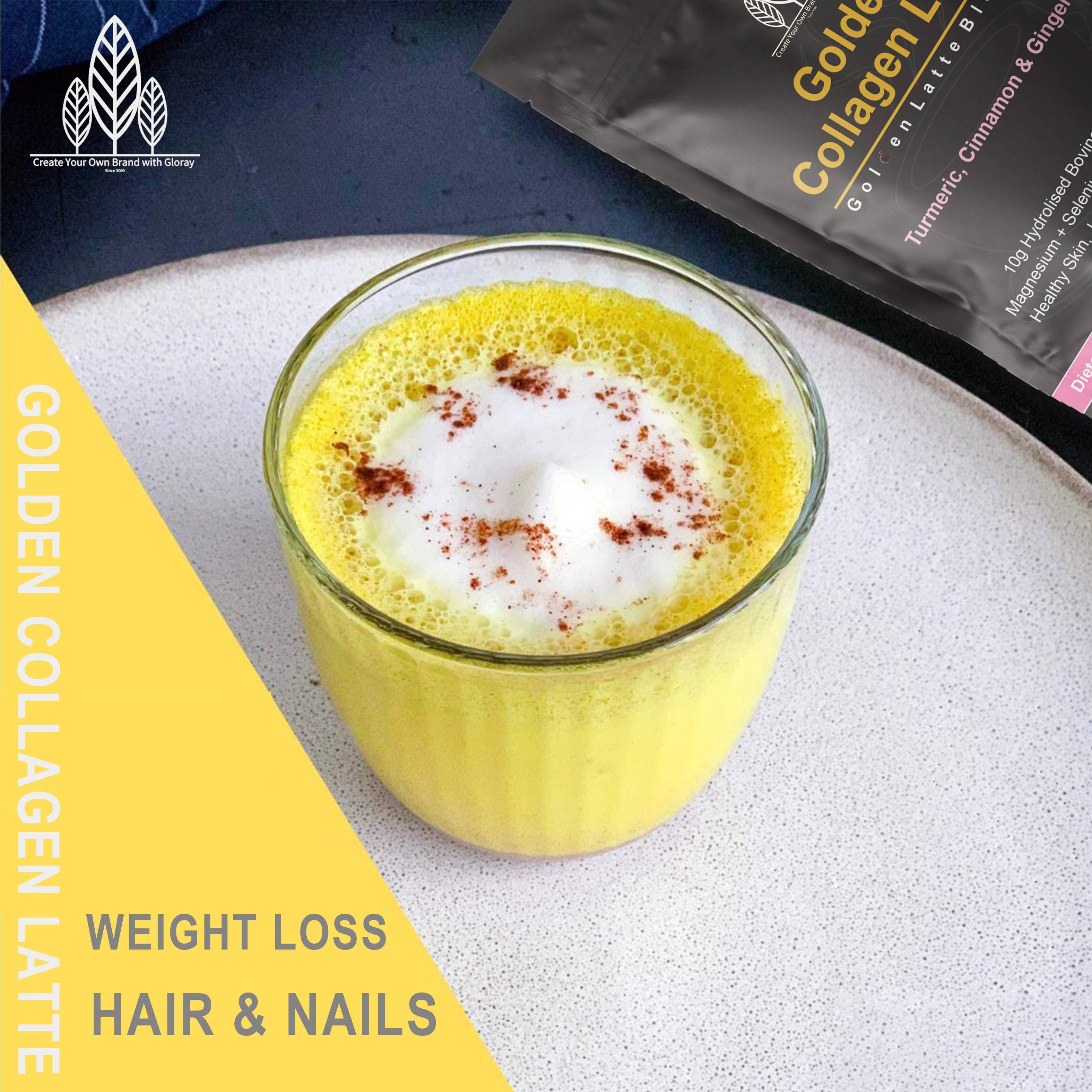 Golden Turmeric  Collagen Latte Promotes Hair Nail Skin Bone and Joint Health Turmeric Latte Collagen Powder