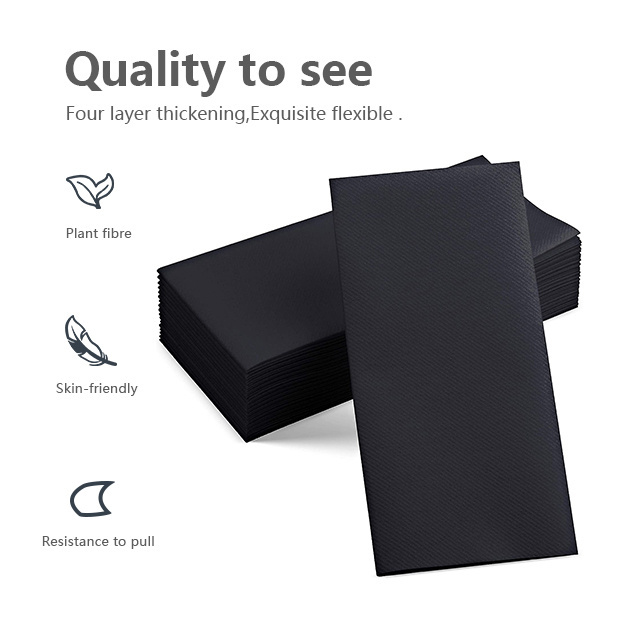 Hot Selling Disposable Airlaid 3 Ply Black Napkins Paper For Restaurant Hotel