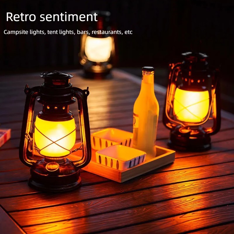 Portable led rechargeable Retro Old-Fash ioned Nostalgic oil lamp 5W outdoor camping lantern