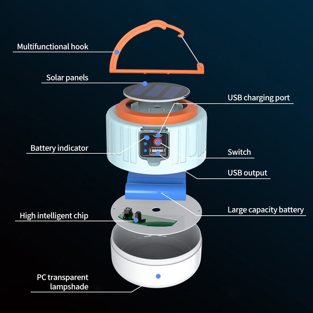 Wholesale LED USB Rechargeable Solar Camping Light With Remote Portable Solar Tent Lantern Emergency Bulb Lighting For Hiking