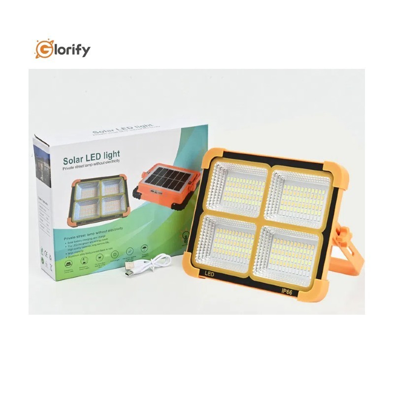 Multifunctional work light portable USB charging Ip65  Waterproof 500w Solar Led flood light outdoor for Camping