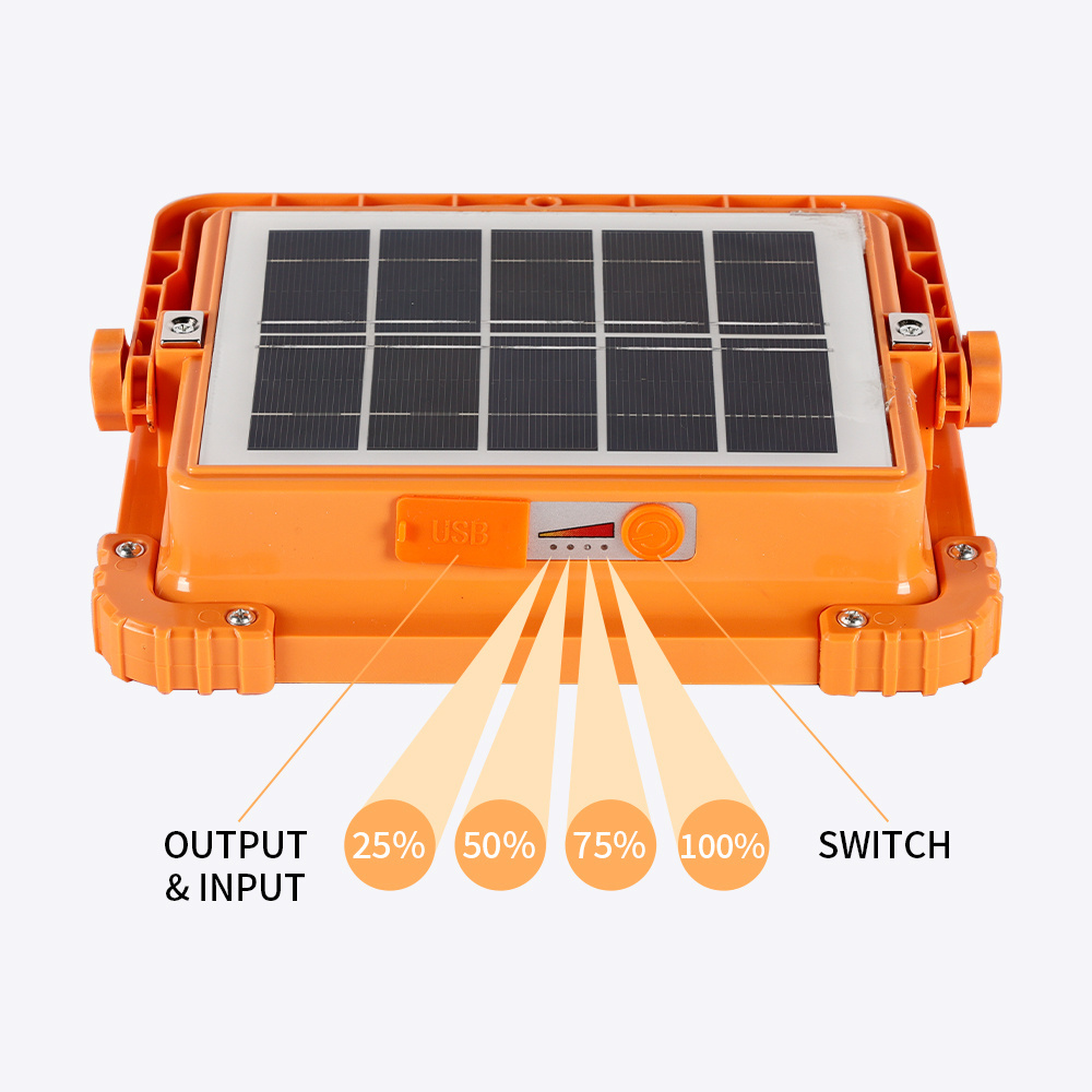 Multifunctional work light portable USB charging Ip65  Waterproof 500w Solar Led flood light outdoor for Camping