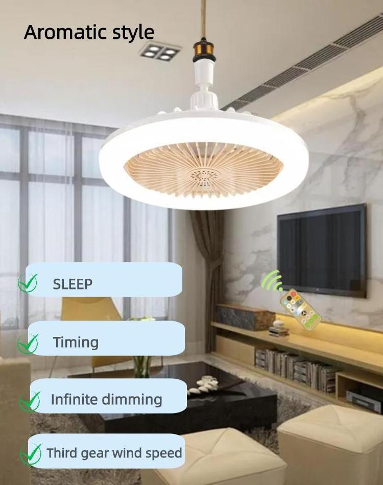 Silent design home chandelier combo lighting led light fan small remote  three color dimming 20w ceiling fan led light