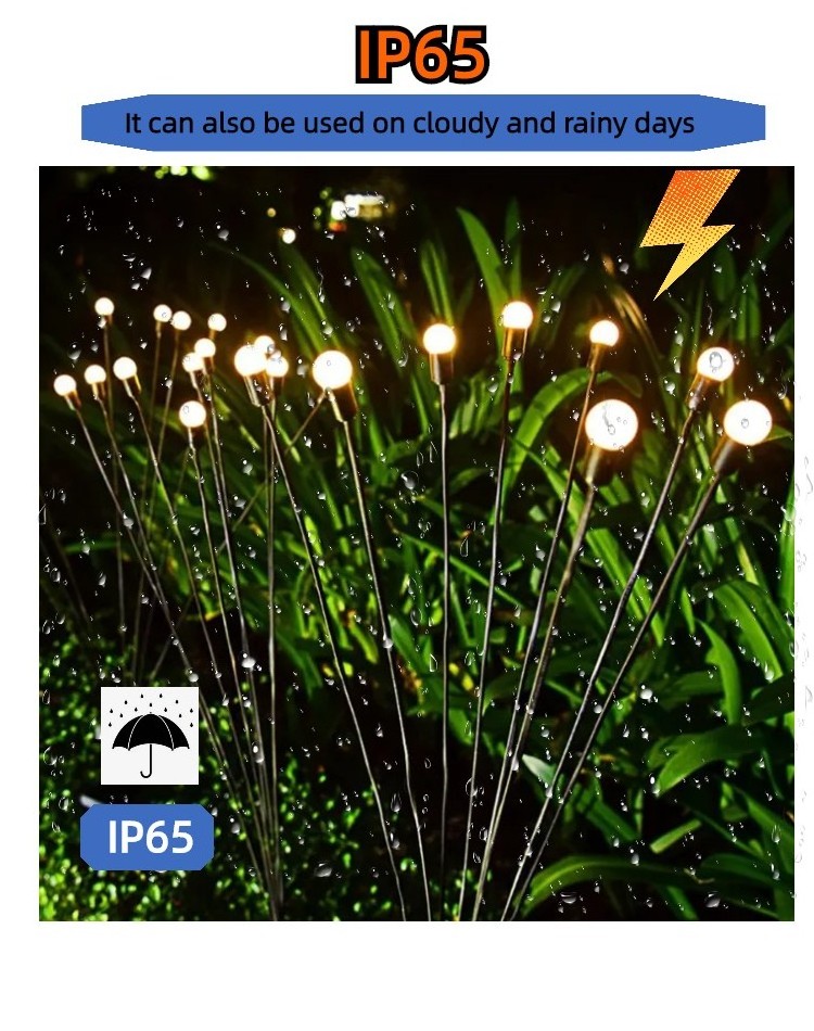 Decorative Outdoor Holiday  IP65 Waterproof Firefly Lights 6/8/10 LED Bulbs  Solar Garden Lights