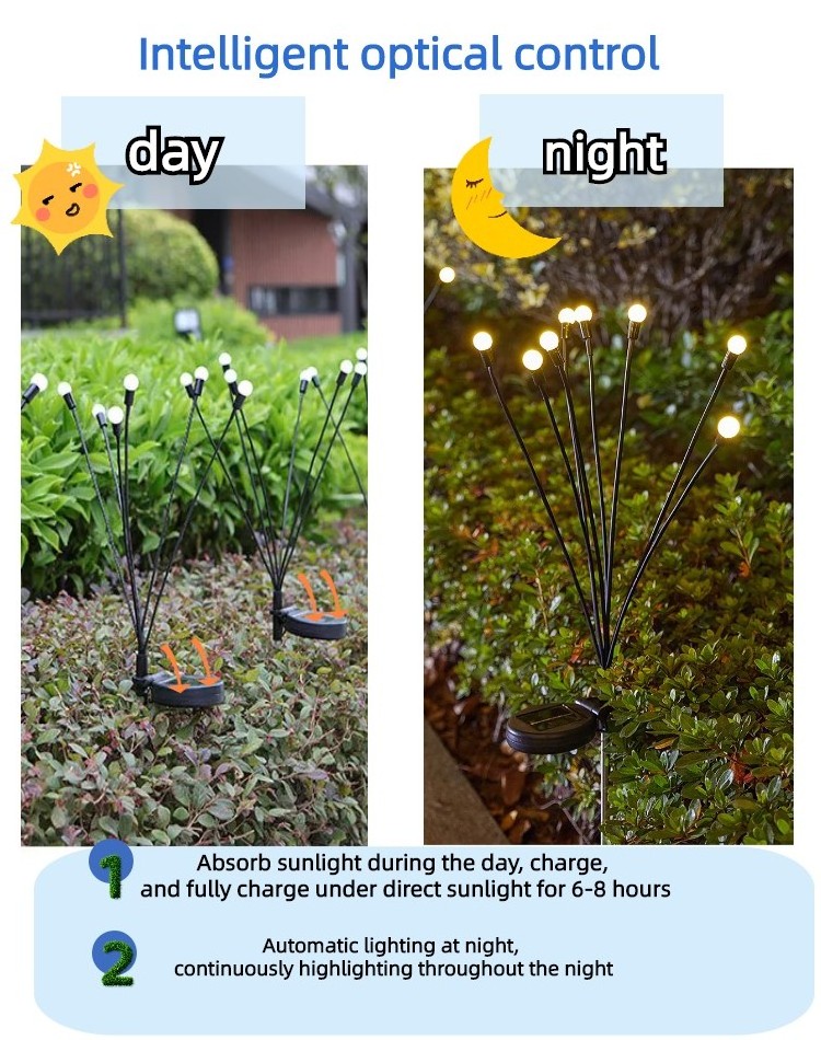 Decorative Outdoor Holiday  IP65 Waterproof Firefly Lights 6/8/10 LED Bulbs  Solar Garden Lights