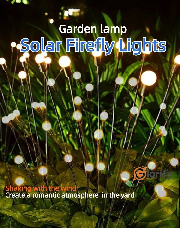 Decorative Outdoor Holiday  IP65 Waterproof Firefly Lights 6/8/10 LED Bulbs  Solar Garden Lights