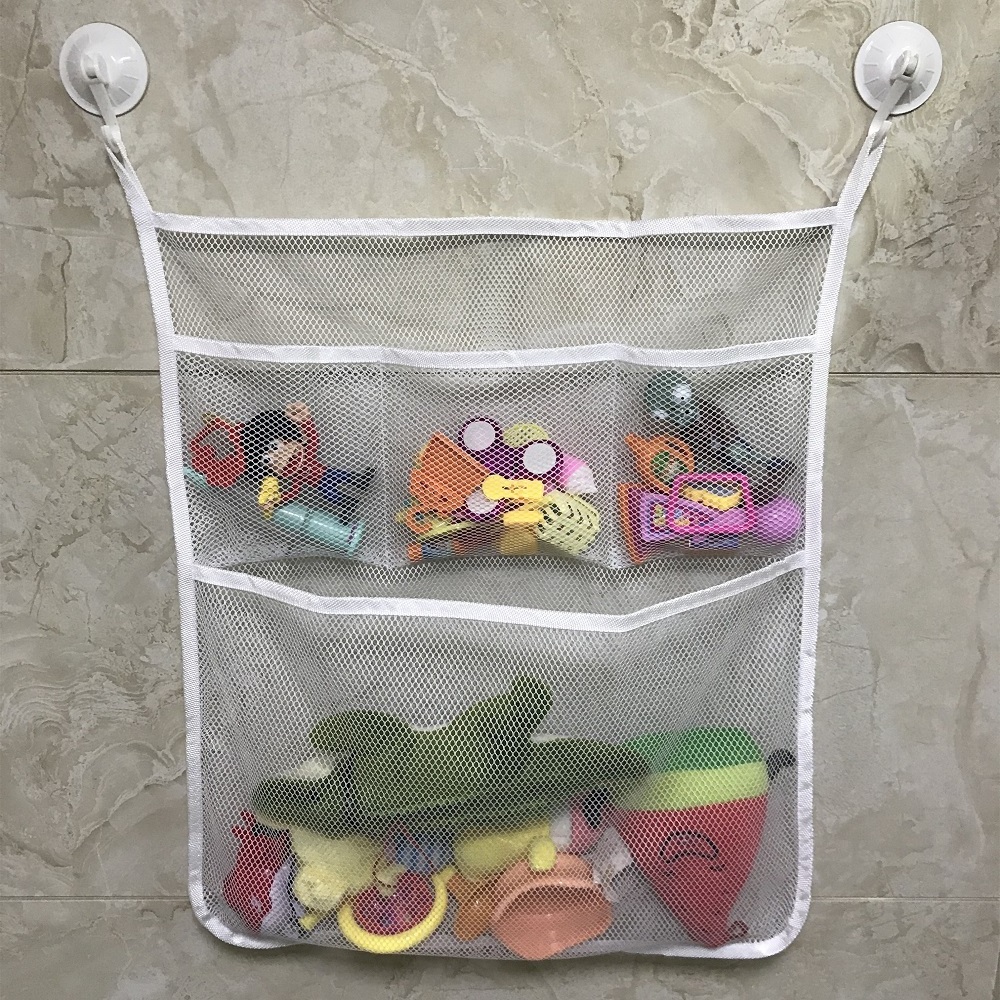 Factory price Mesh Bath Toy Organizer hanging mesh storage closet organizer Hanging Mesh Toy Organizer